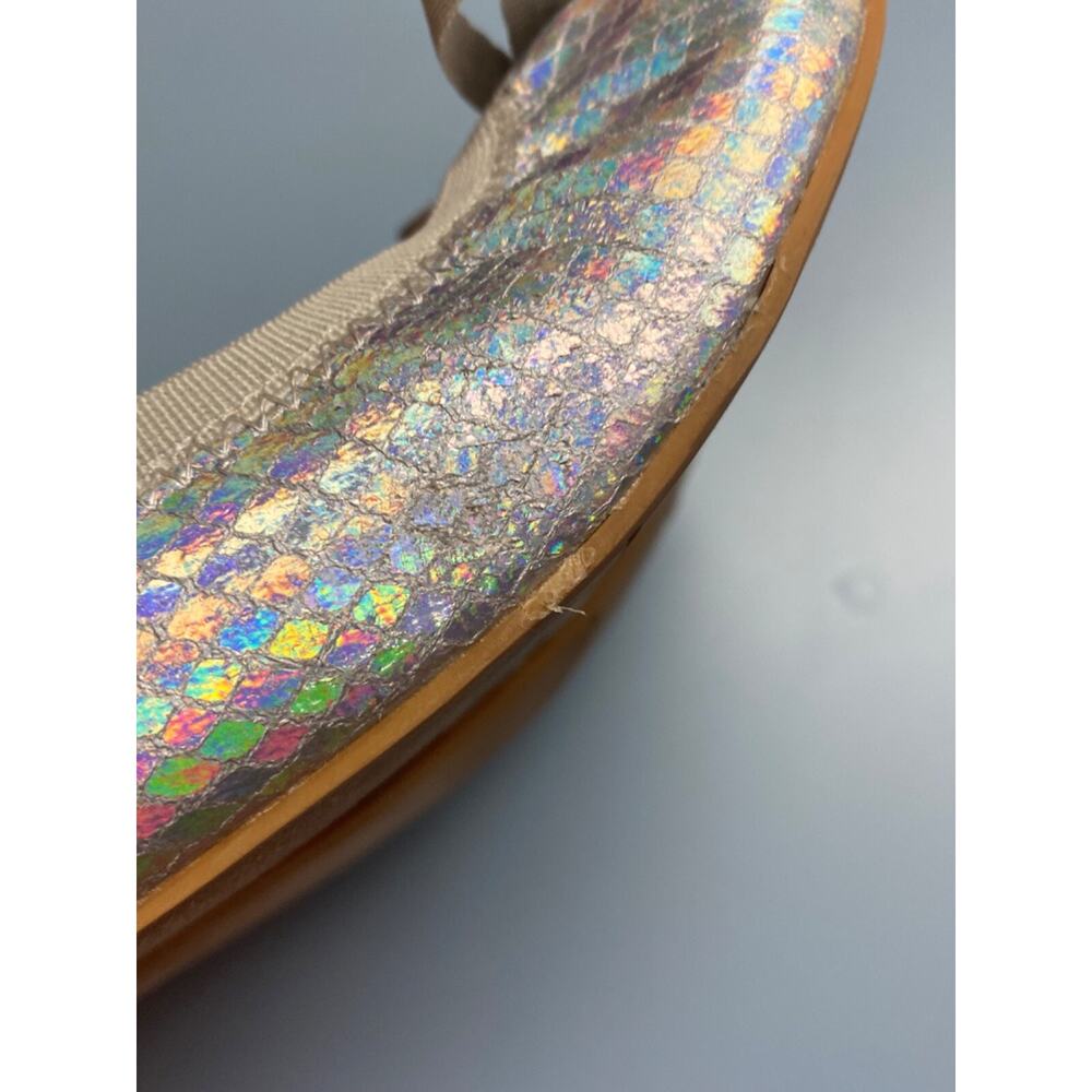 Girls Nordstrom Sz 3M Elise Ballet Flats w/Bow Rainbow Iridescent - Picture 12 of 14